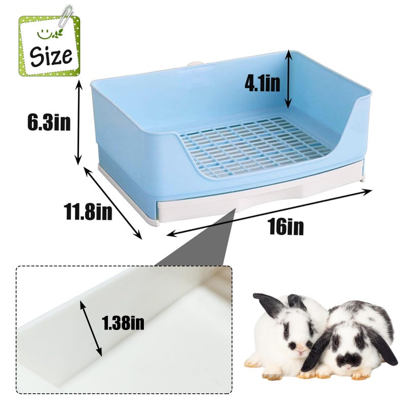 kathson Large Rabbit Litter Box Trainer, Potty Corner Toilet with Drawer Bigger Pet Pan for Adult Hamster, Guinea Pig, Ferret, Galesaur, Bunny and Other Animals (Blue) - Image 2
